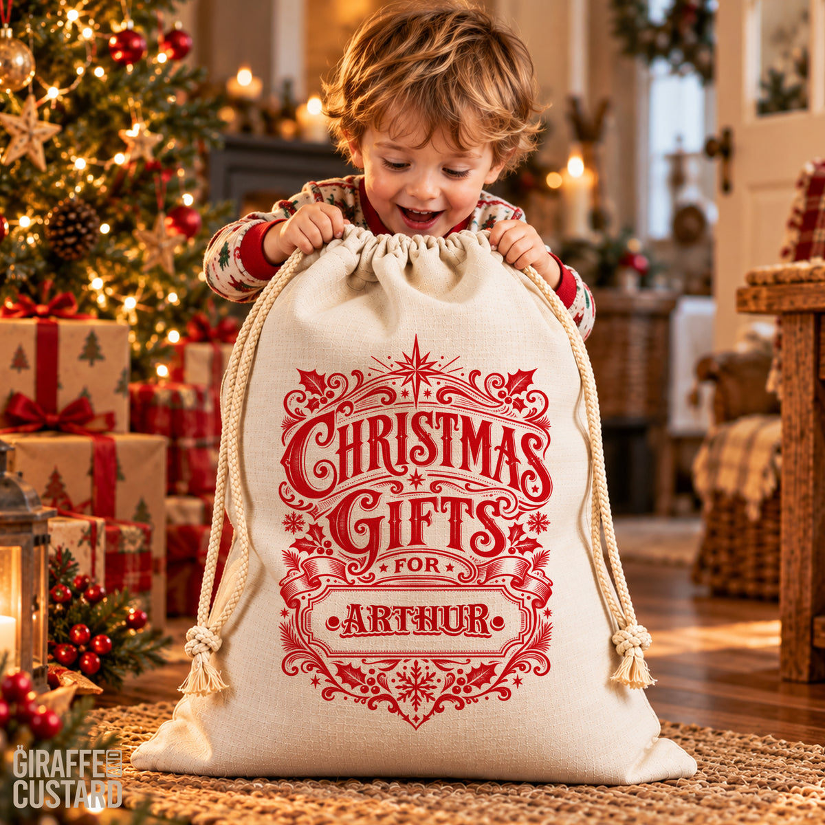 Personalised Christmas Santa Sack – Vintage Christmas Gifts Design