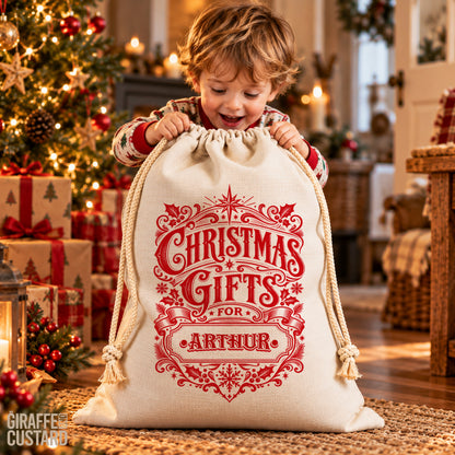 Personalised Christmas Santa Sack – Vintage Christmas Gifts Design