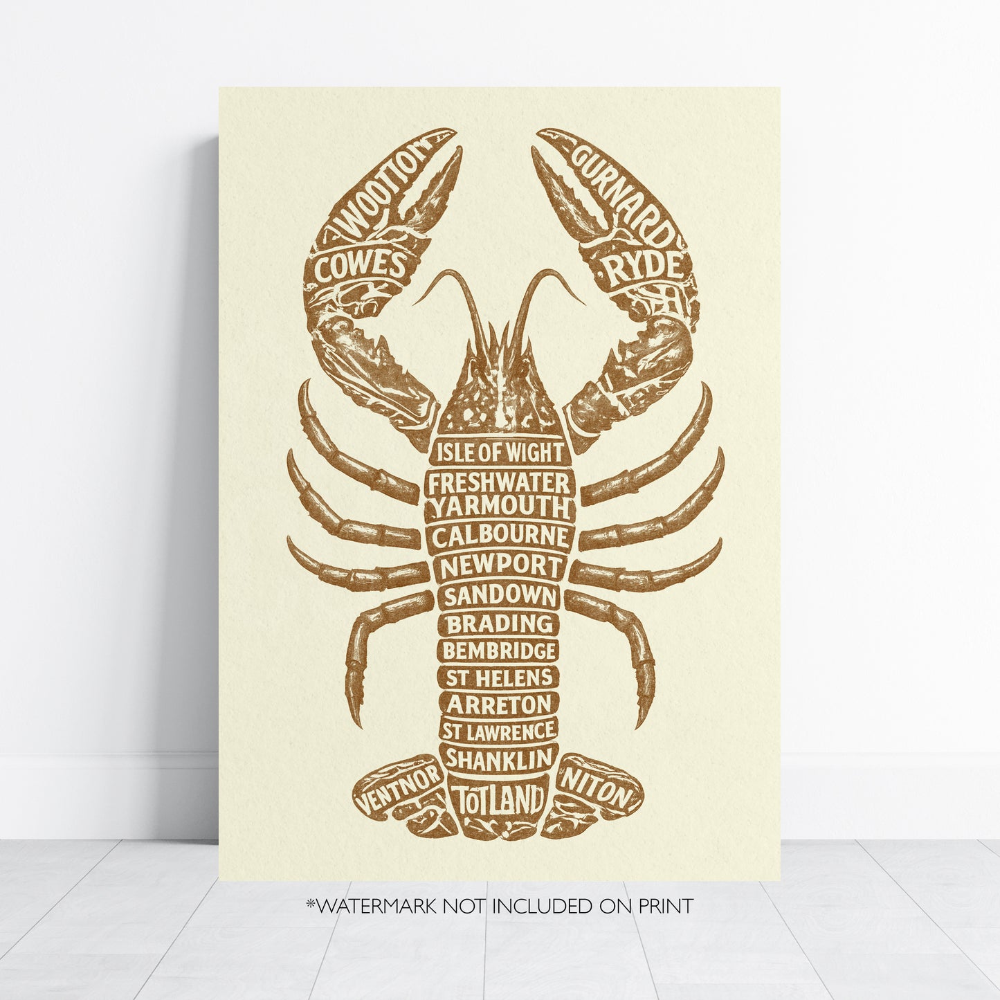 Isle of Wight Lobster Typography Print – Coastal Wall Art Poster