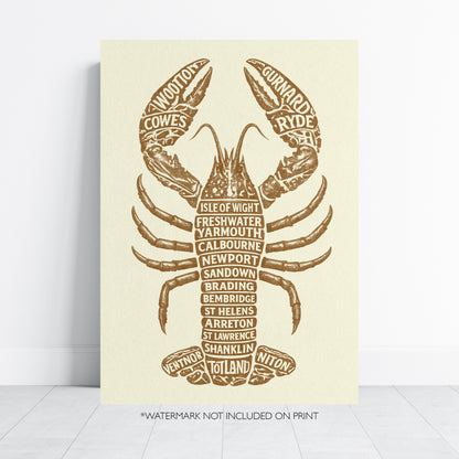 Isle of Wight Lobster Typography Print – Coastal Wall Art Poster