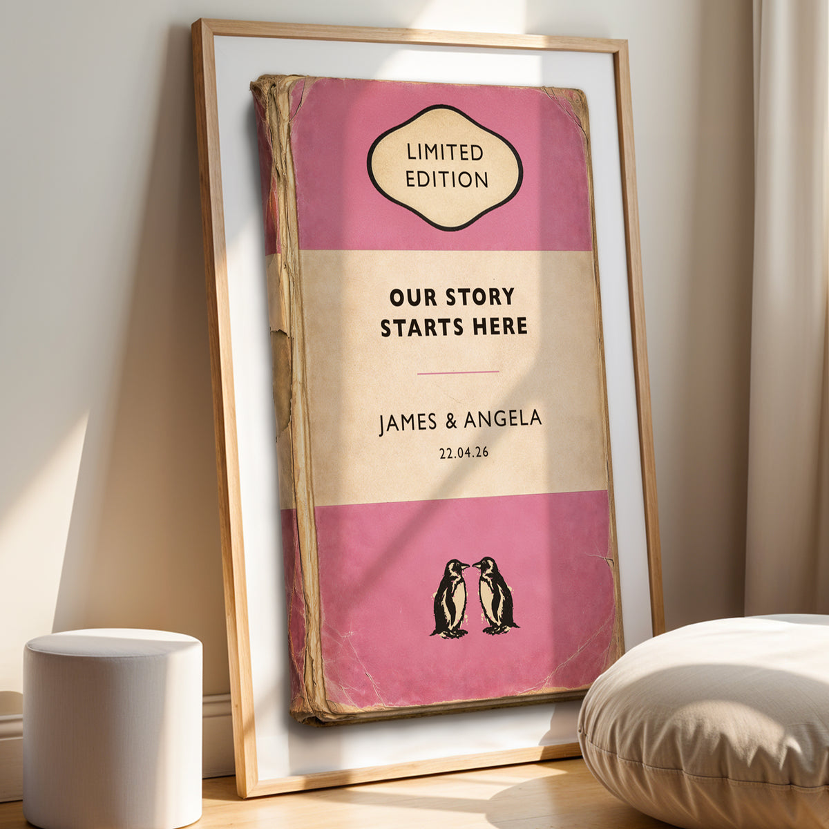Personalised Wedding Gift Print - Our Story Starts Here - Vintage Book Style Anniversary Print