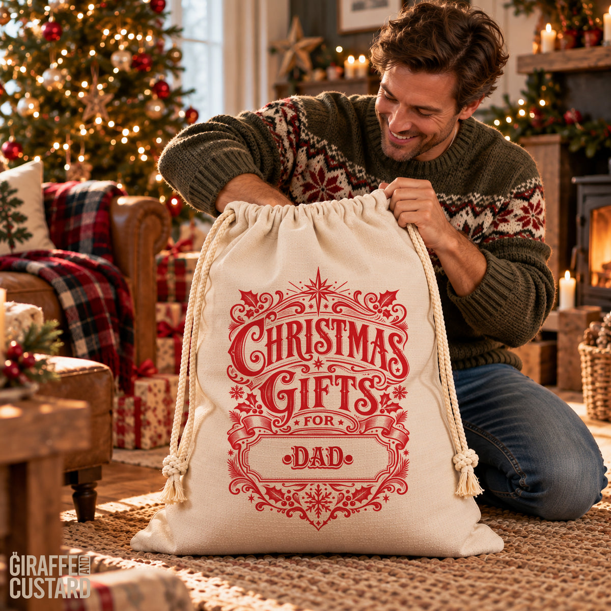 Personalised Christmas Santa Sack – Vintage Christmas Gifts Design
