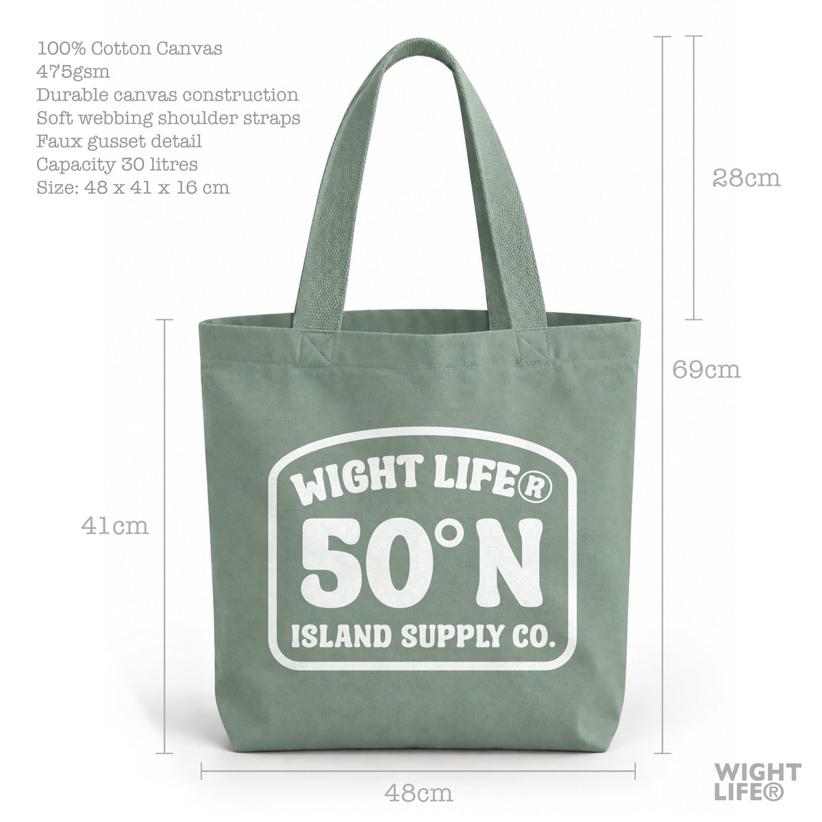 50° North Isle of Wight Heavyweight Canvas Tote Bag | Wight Life®