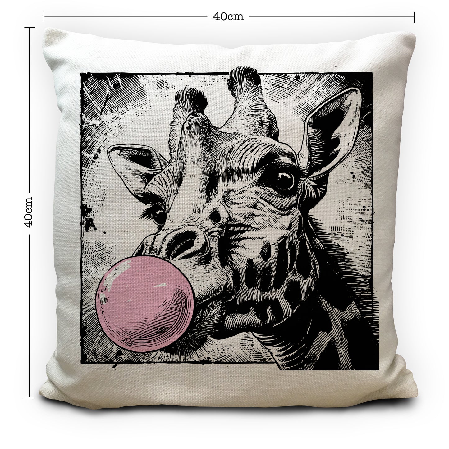 Bubblegum Giraffe Cushion Cover, Giraffe Lover Pillow Cover, Funny Home Decor 40cm
