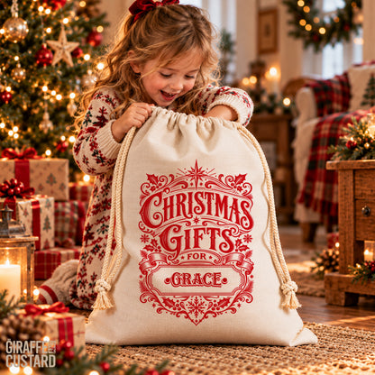 Personalised Christmas Santa Sack – Vintage Christmas Gifts Design