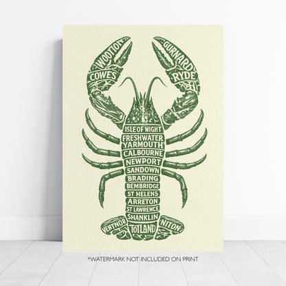 Isle of Wight Lobster Typography Print – Coastal Wall Art Poster