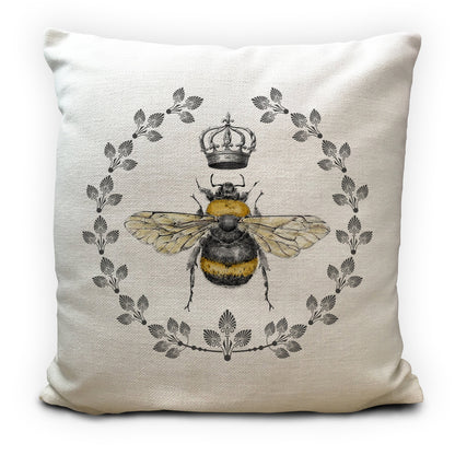 queen bee cushion cover home decor with crown and wreath illustration
