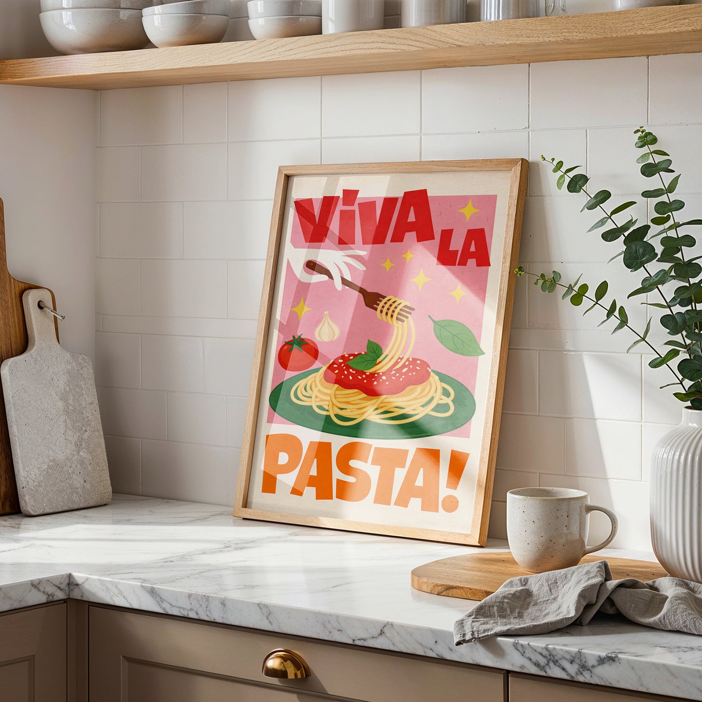 Viva La Pasta Print – Italian Food Kitchen Wall Art Poster
