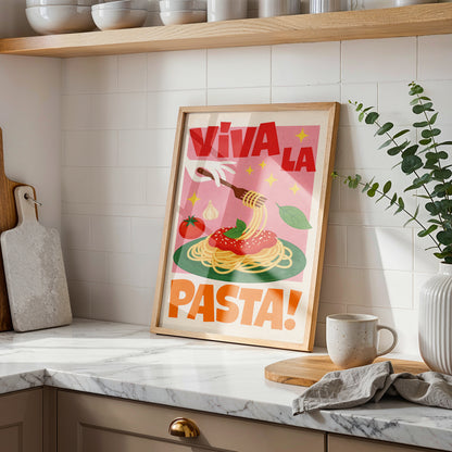 Viva La Pasta Print – Italian Food Kitchen Wall Art Poster