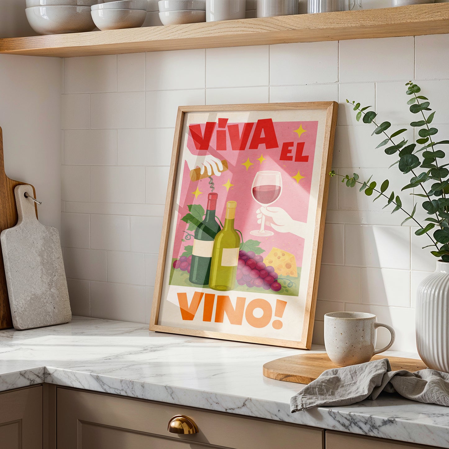 Viva El Vino Poster Print – Retro Wine Art Wall Decor A4 to A1