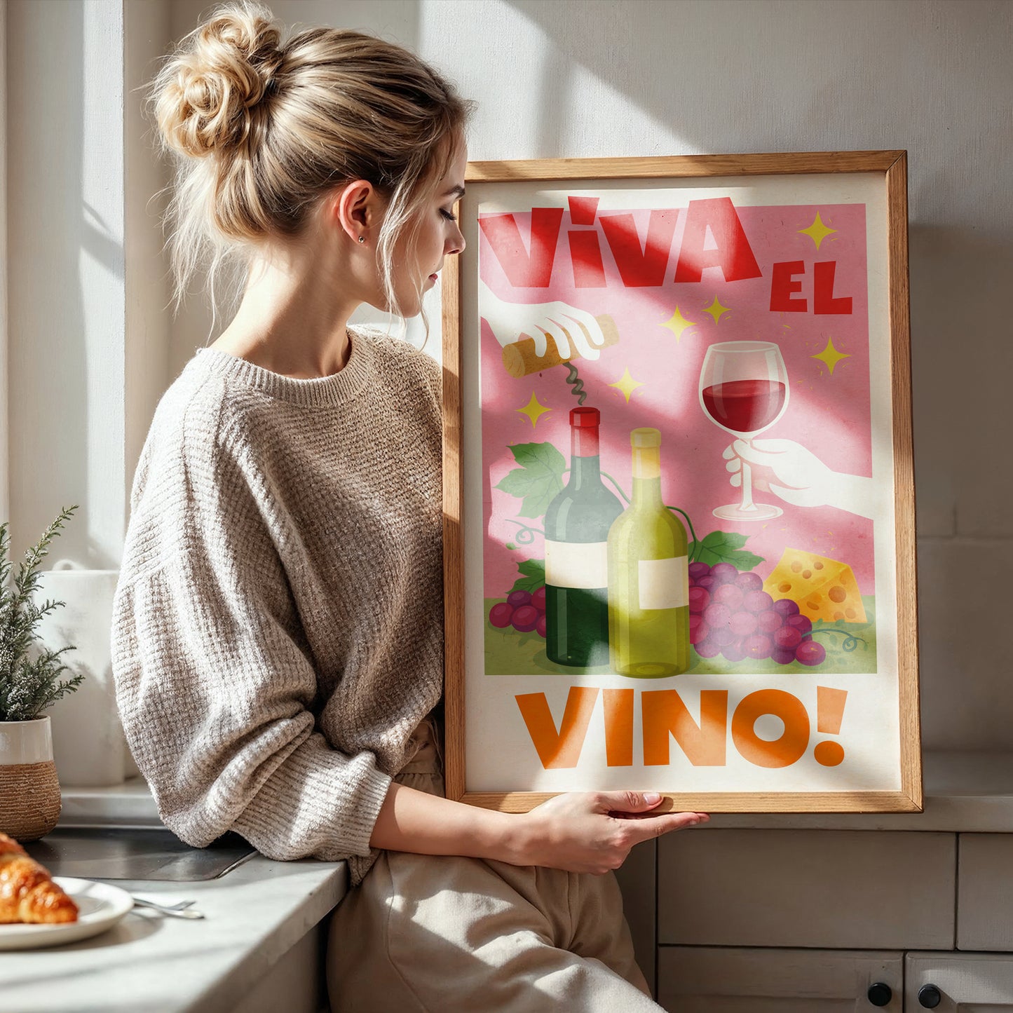 Viva El Vino Poster Print – Retro Wine Art Wall Decor A4 to A1