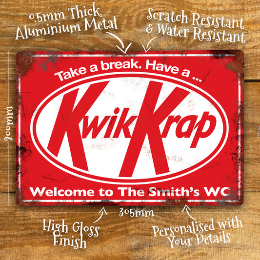 personalised toilet sign Kit Kat bar funny sign details