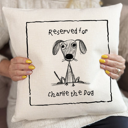 Personalised Dog Cushion Cover, Reserved For Pet Pillow, Custom Dog Name Cushion, Funny Dog Lover Gift, Pet Owner Gift, Dog Mum Dad