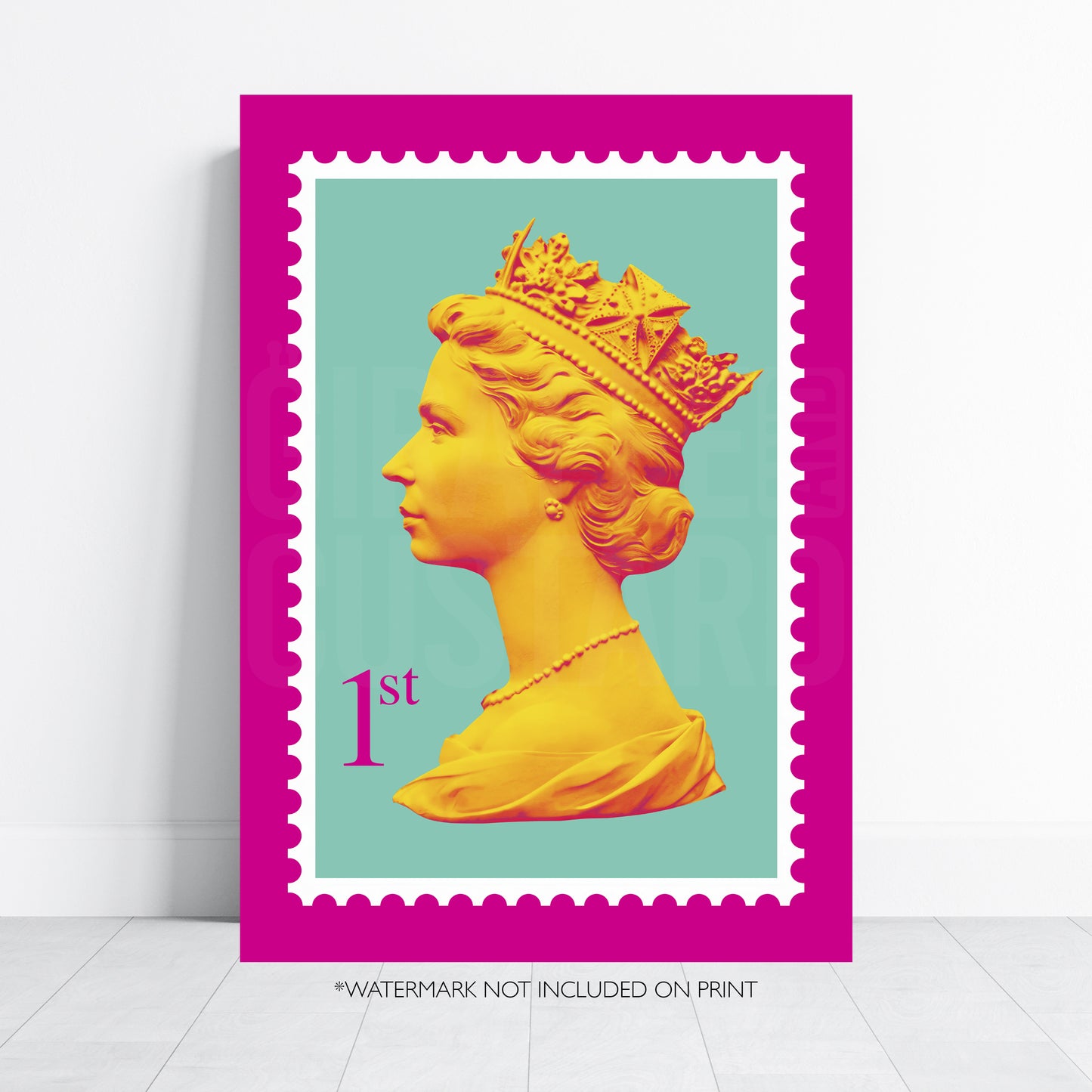 Queen Stamp Pop Art Print – Colourful Modern Wall Art Poster