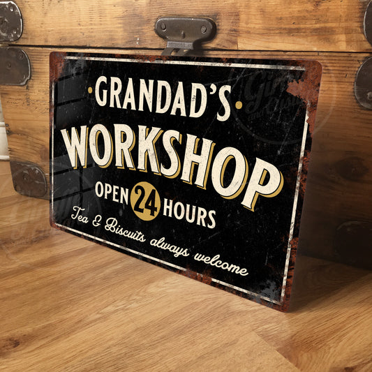 Personalised Vintage Workshop Sign Metal Garage Sign 200x305mm