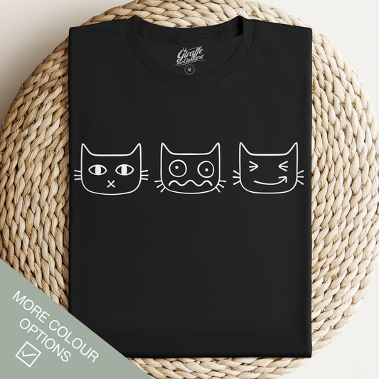 Cat Faces Cat T-Shirt - Funny Slogan T-Shirt - Cat Lover