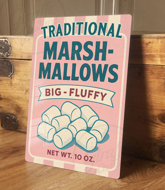 Pink Marshmallow traditional advertising metal sign