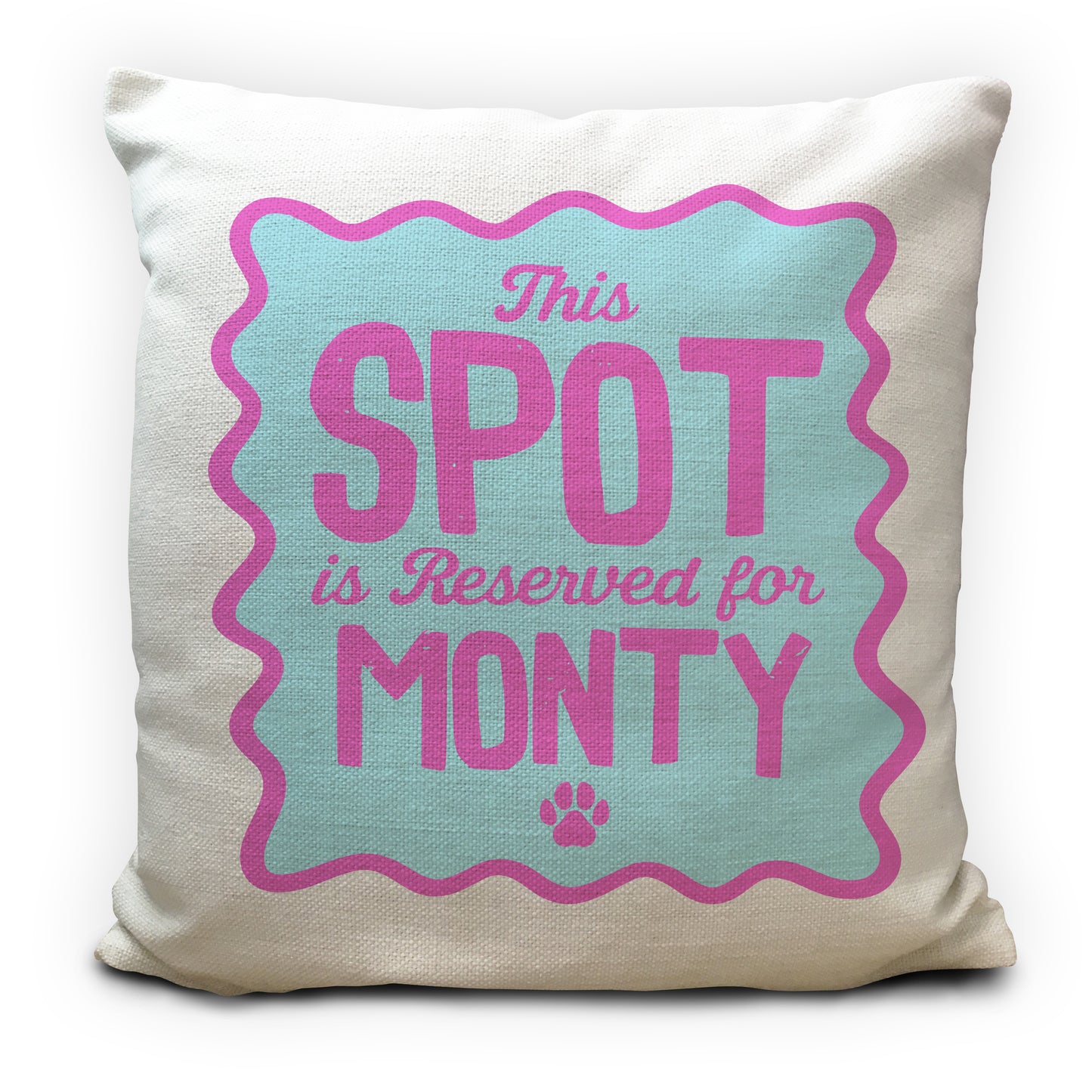 Personalised Dog Cushion Cover, Reserved Spot Pet Pillow, Custom Dog Name Gift, Dog Mum Dad Gift, Funny Pet Cushion, 3 Colour Choices