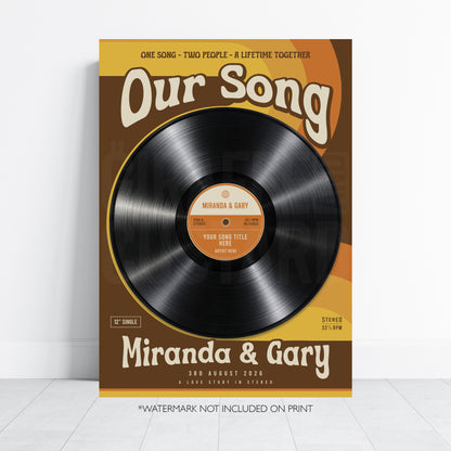 Personalised Wedding Song Vinyl Record Print – First Dance Wall Art