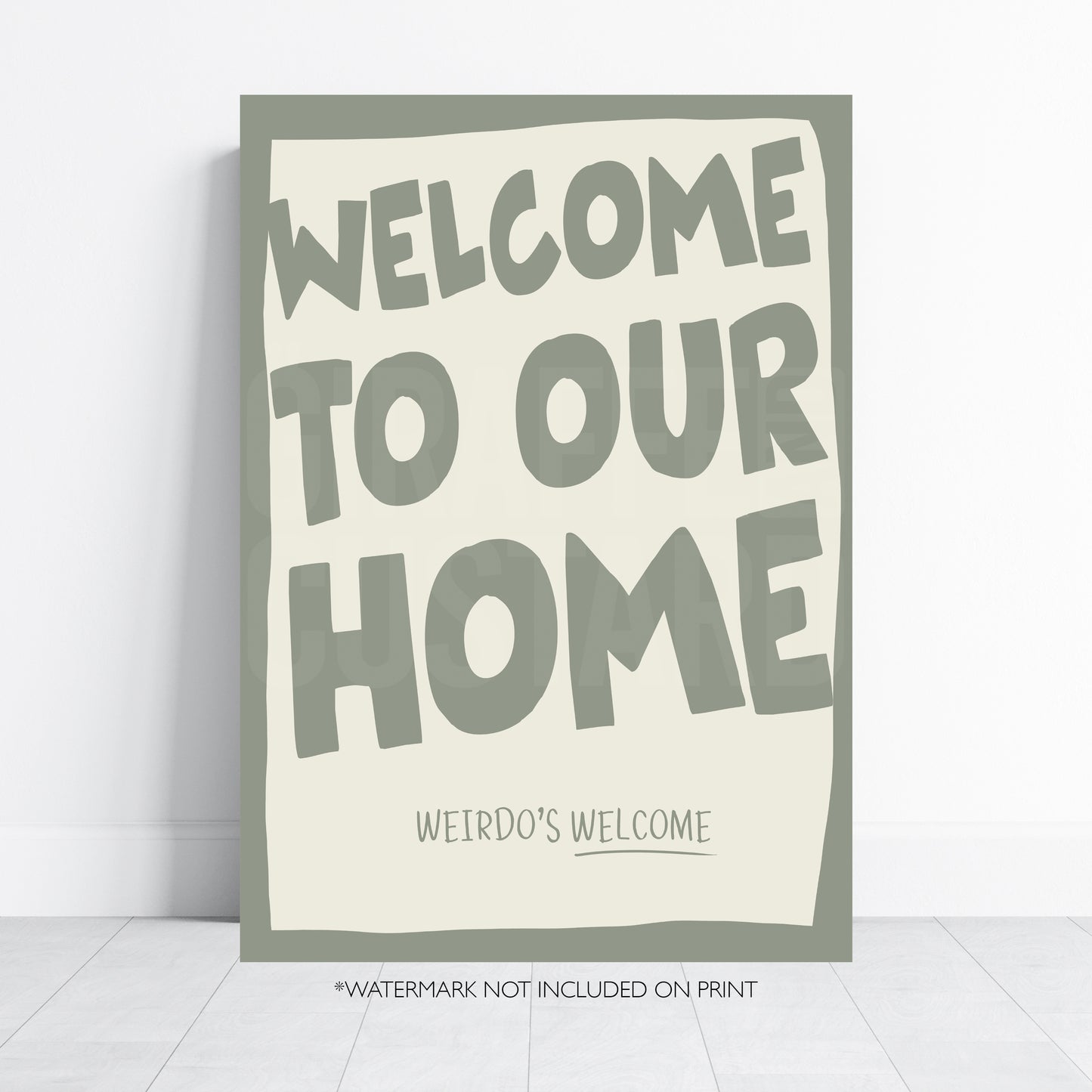 Weirdos Welcome funny welcome home wall art print with retro typography