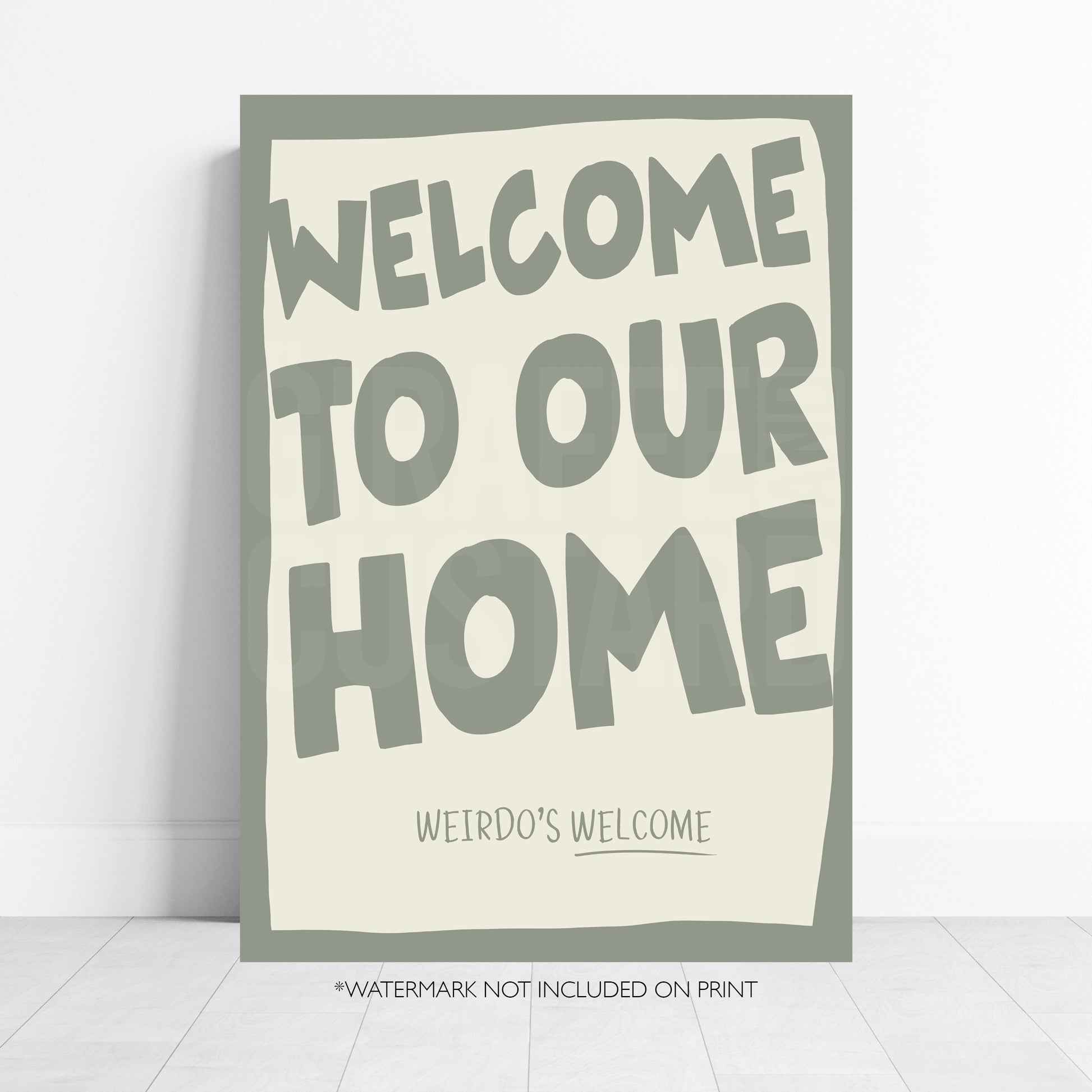 Weirdos Welcome funny welcome home wall art print with retro typography