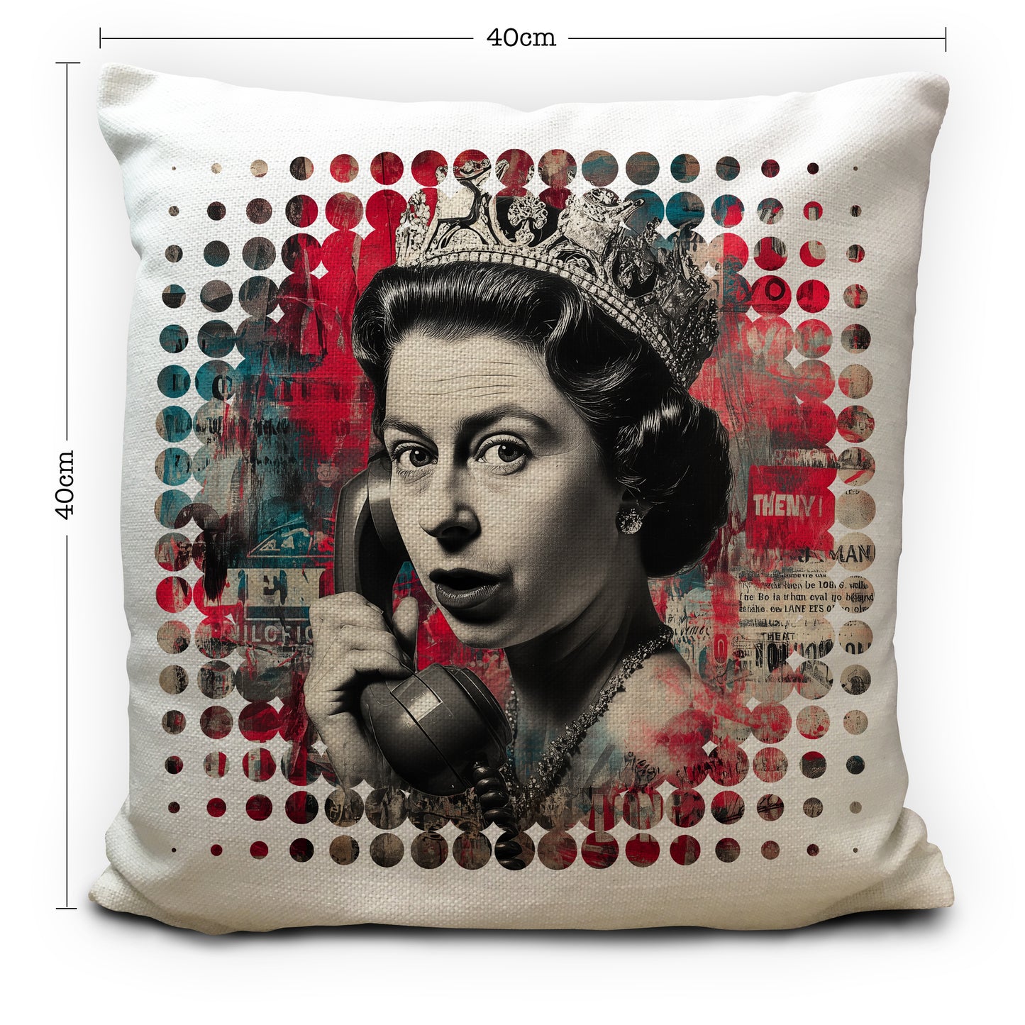 Punk Queen Cushion Cover, Graffiti Elizabeth II Pillow, Abstract Royal Pop Art, Punk Rock Home Decor Gift