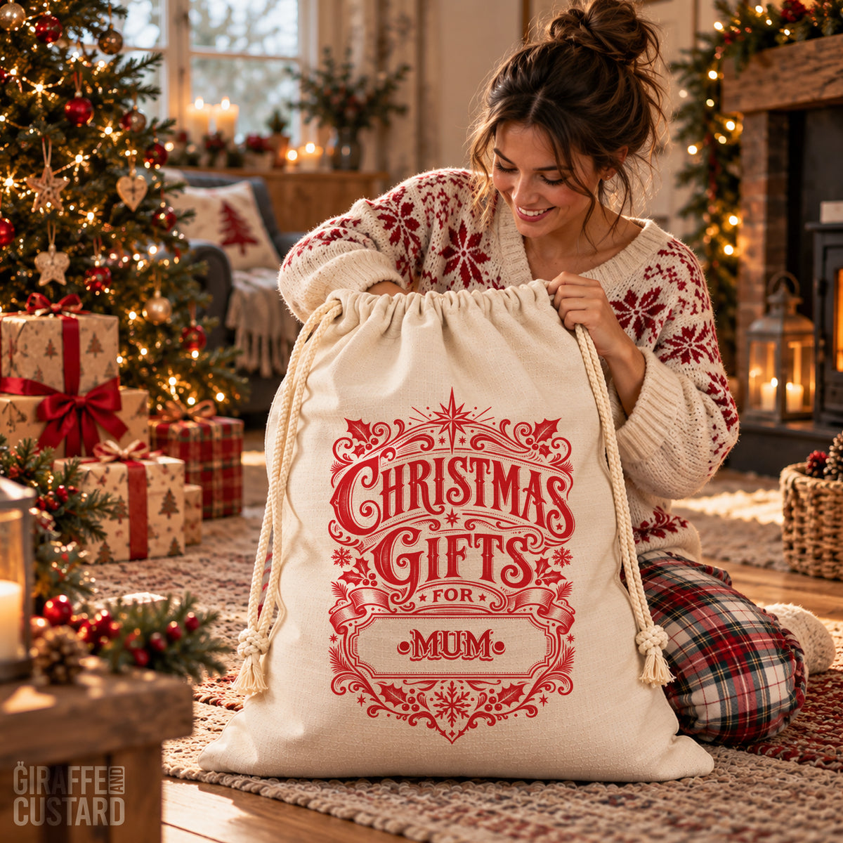 Personalised Christmas Santa Sack – Vintage Christmas Gifts Design
