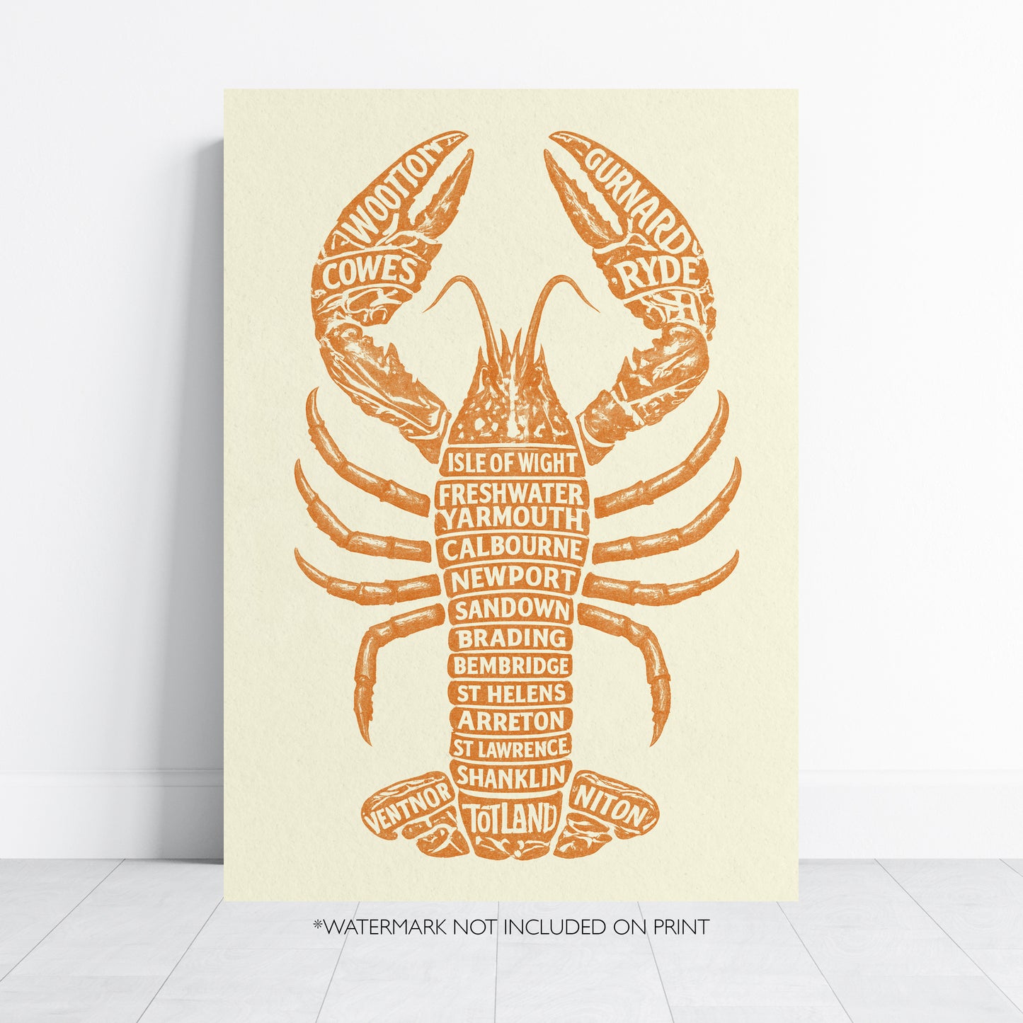 Isle of Wight Lobster Typography Print – Coastal Wall Art Poster