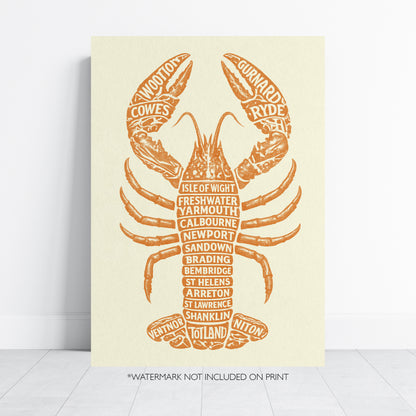 Isle of Wight Lobster Typography Print – Coastal Wall Art Poster