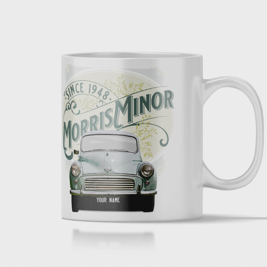 Personalised Morris Minor Vintage Car Gift Mug - Ceramic 11oz Rotating Video
