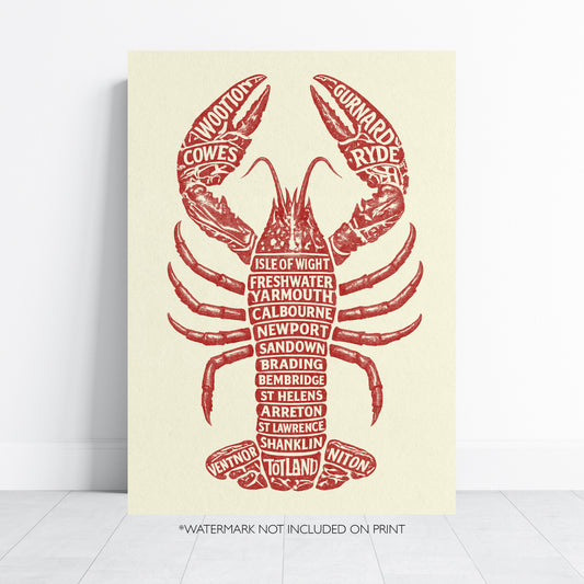 Isle of Wight Lobster Typography Print – Coastal Wall Art Poster