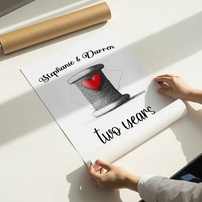 Personalised 2nd Wedding Anniversary Print – Cotton Anniversary Gift