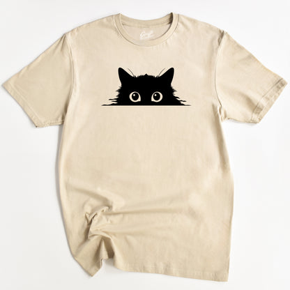 Peeping Cat T-Shirt - Funny Slogan T-Shirt - Cat Lover
