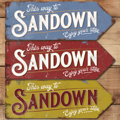 This Way to Sandown Metal Vintage Style Sign | Isle of Wight Gift