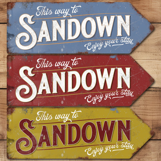 This Way to Sandown Metal Vintage Style Sign | Isle of Wight Gift