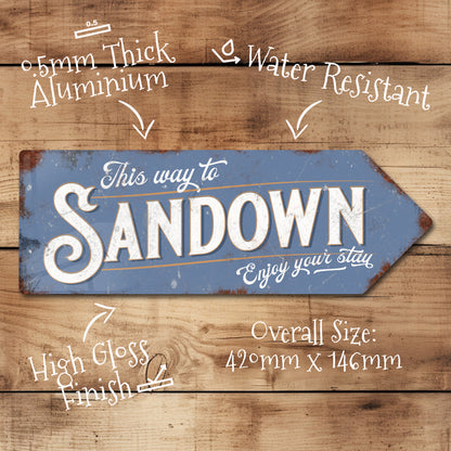 This Way to Sandown Metal Vintage Style Sign | Isle of Wight Gift