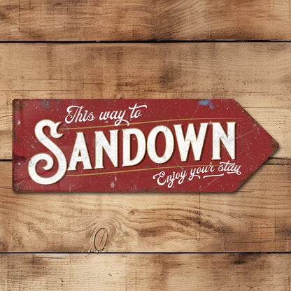 This Way to Sandown Metal Vintage Style Sign | Isle of Wight Gift