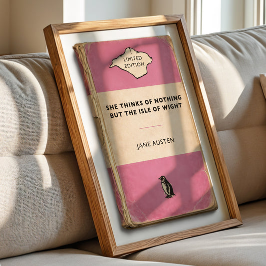 Vintage Paperback Book Cover Style Print - Isle of Wight - Jane Austen Quote