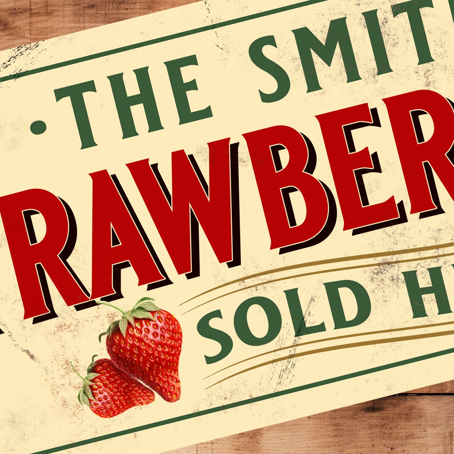 Personalised Strawberry Jam Kitchen Sign Plaque Vintage Retro Shabby - 100x305mm