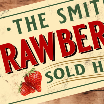 Personalised Strawberry Jam Kitchen Sign Plaque Vintage Retro Shabby - 100x305mm