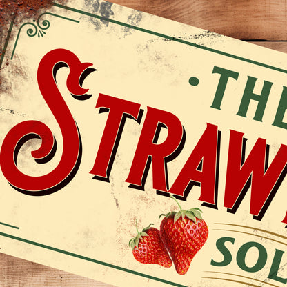 Personalised Strawberry Jam Kitchen Sign Plaque Vintage Retro Shabby - 100x305mm