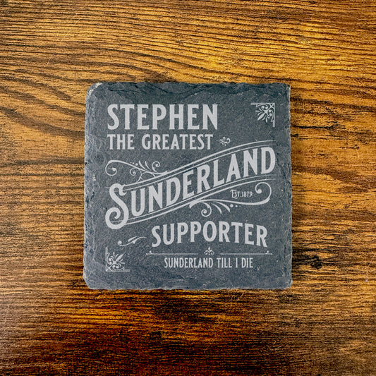 Personalised Sunderland Team Engraved Slate Coaster Home Decor Gift FC12