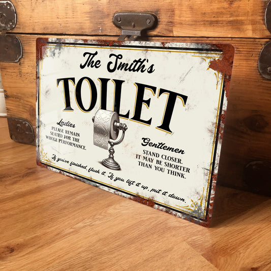 Personalised Toilet Victorian style Metal Sign with rusted effect