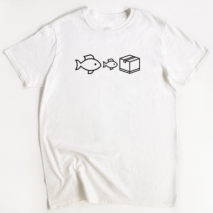 Big Fish, Little Fish, Cardboard Box T-Shirt - Funny Slogan T-Shirt - 90s Rave Quote