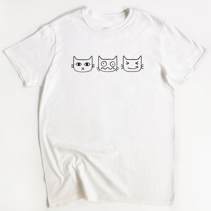 Cat Faces Cat T-Shirt - Funny Slogan T-Shirt - Cat Lover