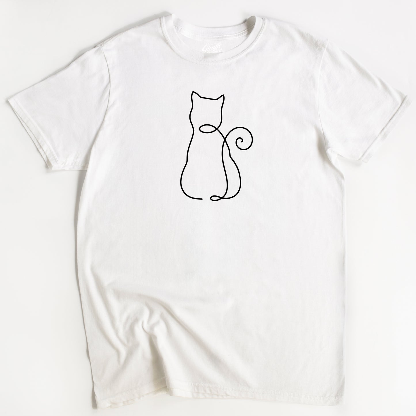 Cat Line Drawing Shape Cat T-Shirt - Funny Slogan T-Shirt - Cat Lover