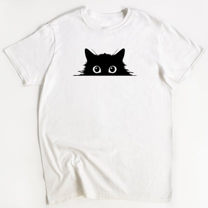 Peeping Cat T-Shirt - Funny Slogan T-Shirt - Cat Lover
