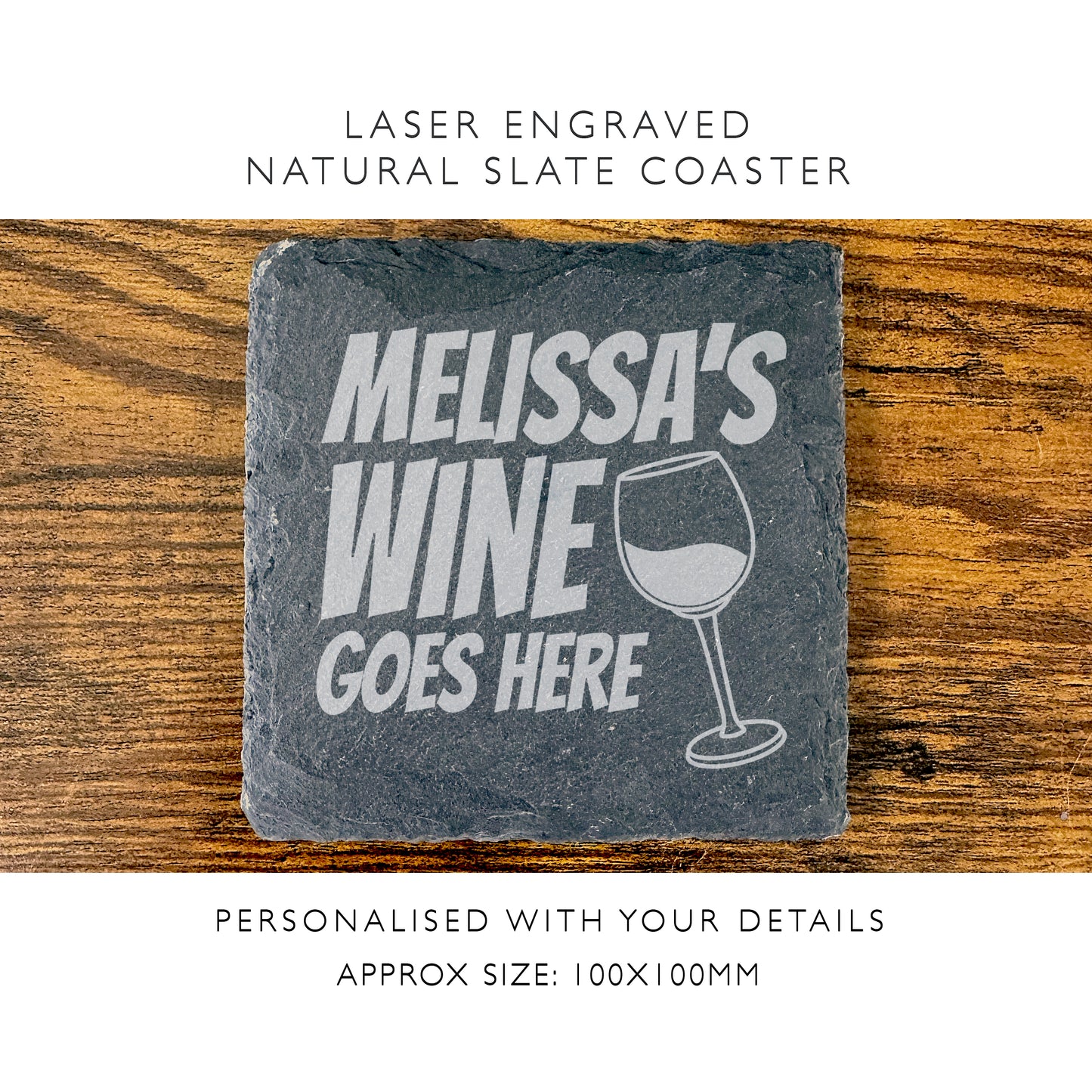 Personalised Name Wine Slate Coaster Home Decor Gift Kitchen Coaster SC02