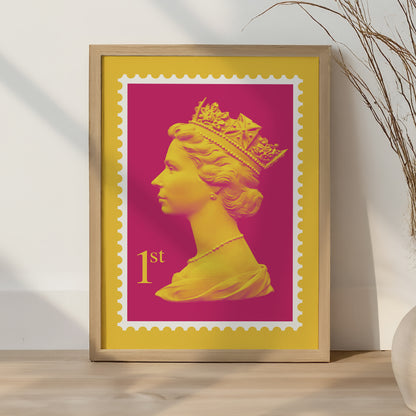 Queen Stamp Pop Art Print – Colourful Modern Wall Art Poster