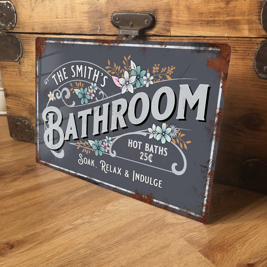 Personalised Gift - Vintage Retro Bathroom Metal Sign